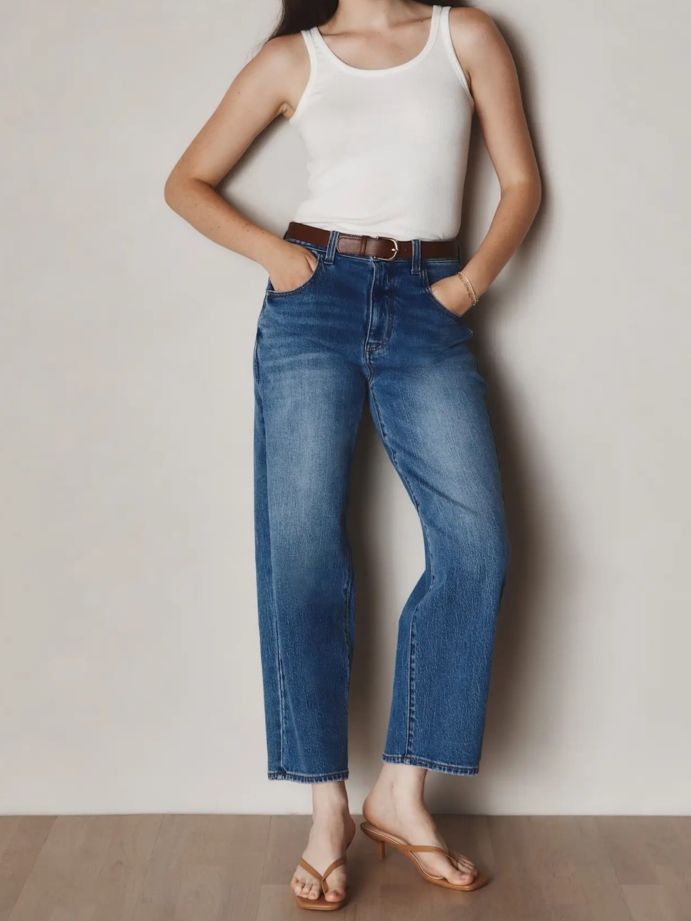 Quince NWT Bella Barrel Stretch Jeans Atlantic Blue Size 28 - Picture 3 of 15